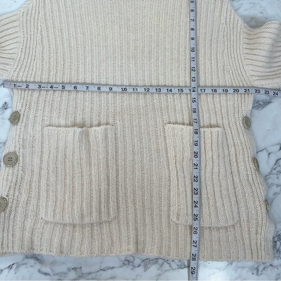 Joie cotton alpaca cream ribbed knit tunic sweater buttoned sides size XXS/S - Picture 6 of 8